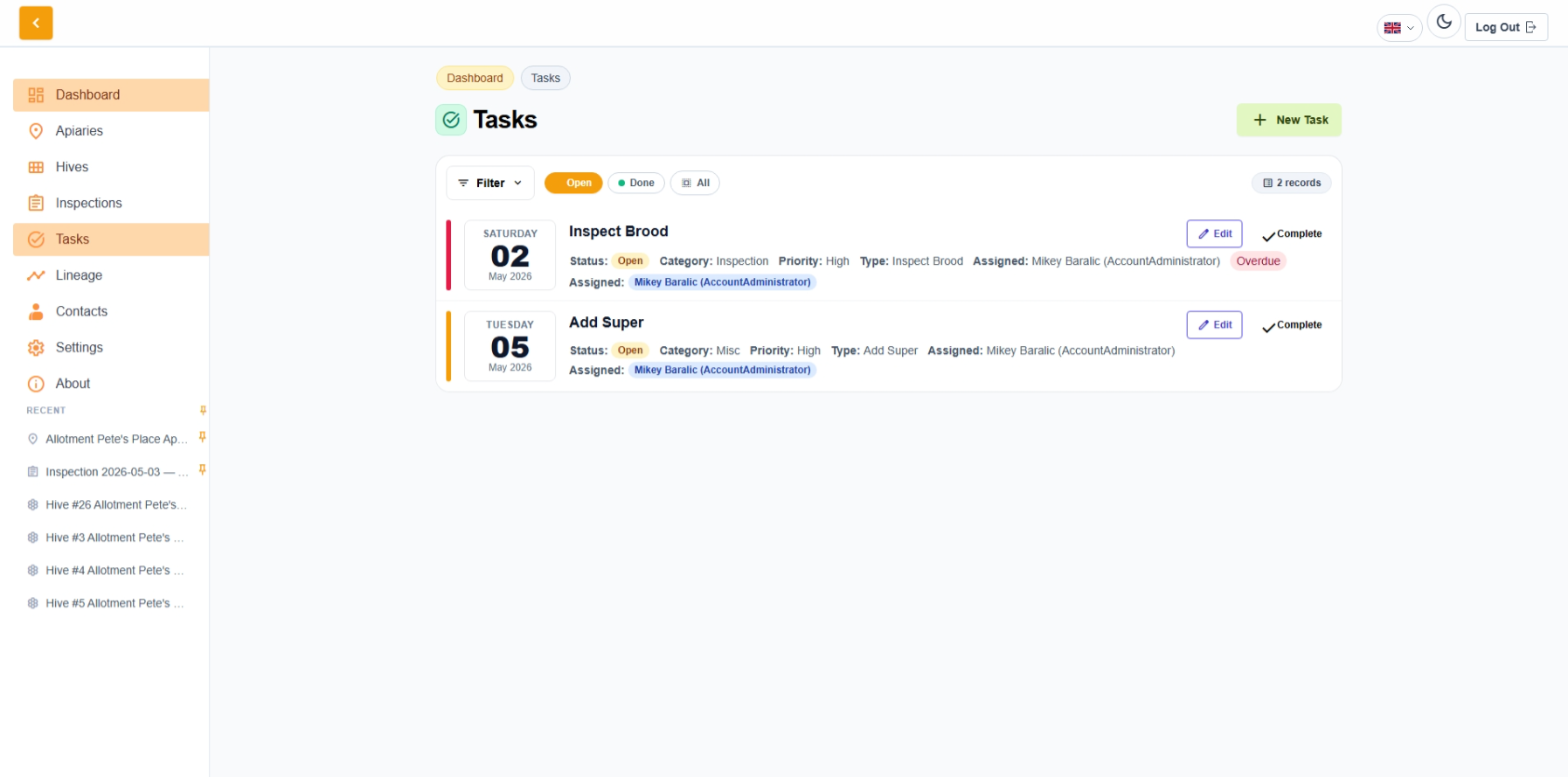 HiveLogger tasks on mobile